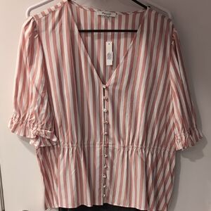 Madewell Striped Pink and White Women's Top Brand New With Tags.
